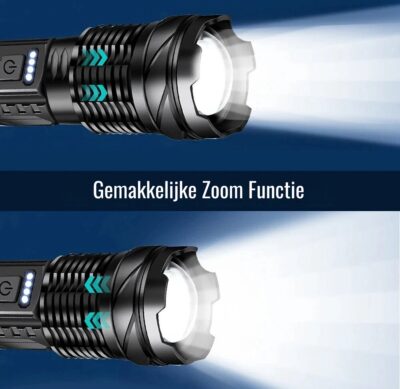 Krachtige Oplaadbare LED Zaklamp met Zijlicht - Afbeelding 3