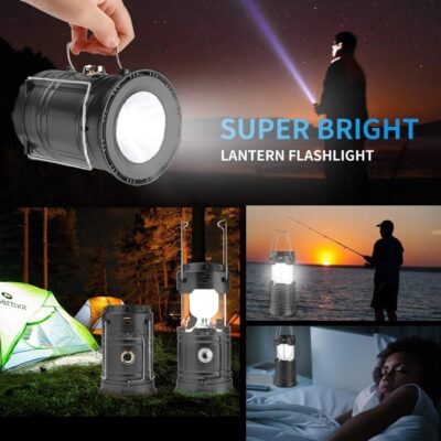 Opvouwbare LED Solar Lantaarn en Zaklamp - Afbeelding 3