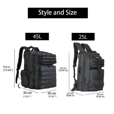 SYZM Tactische Rugzak 25L/45L voor Outdoor - Afbeelding 5