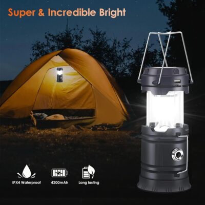 Opvouwbare LED Solar Lantaarn en Zaklamp - Afbeelding 5