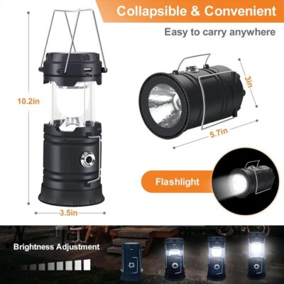 Opvouwbare LED Solar Lantaarn en Zaklamp - Afbeelding 4