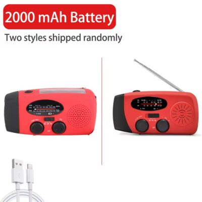 Noodradio op zonne-energie met zaklamp en telefoonoplader - Afbeelding 3
