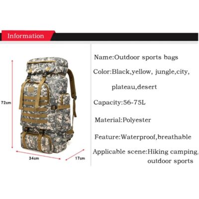 80L Outdoor Camouflage Rugzak - Afbeelding 5