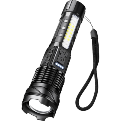 Krachtige Oplaadbare LED Zaklamp met Zijlicht